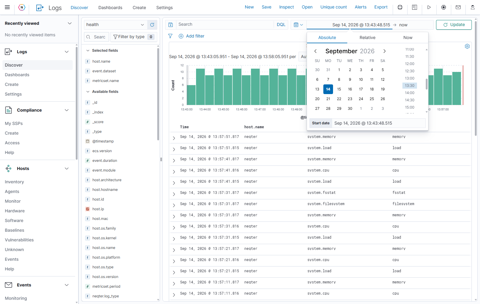 The Absolute endpoint editor provides a calendar, time choices, and a date/time field.